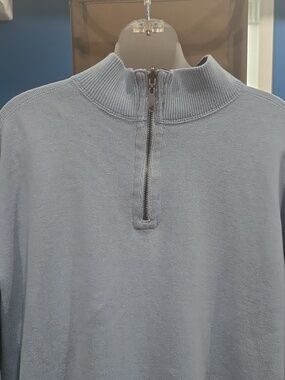 Caribbean Joe Men's Reverible Powder Blue/Navy Blue 1/4 Zipper Sweater, XL